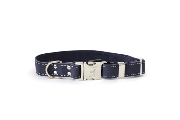 Euro Dog Soft Leather Dog Collar Adjustable Quick Release