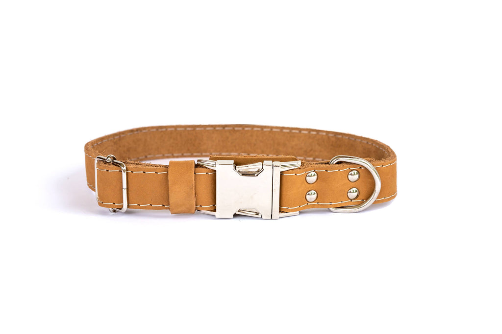 Euro Dog Soft Leather Dog Collar Adjustable Quick Release