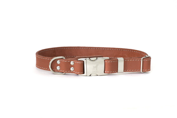 Euro Dog Soft Leather Dog Collar Adjustable Quick Release